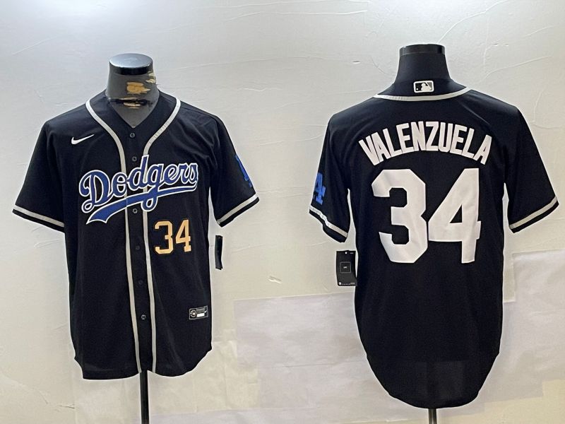 Men Los Angeles Dodgers #34 Valenzuela Black Game 2024 Nike MLB Jersey style 10295